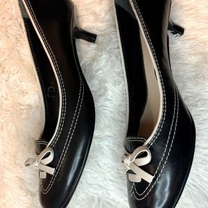 Cole Haan Black/Cream Leather Kitten Heels